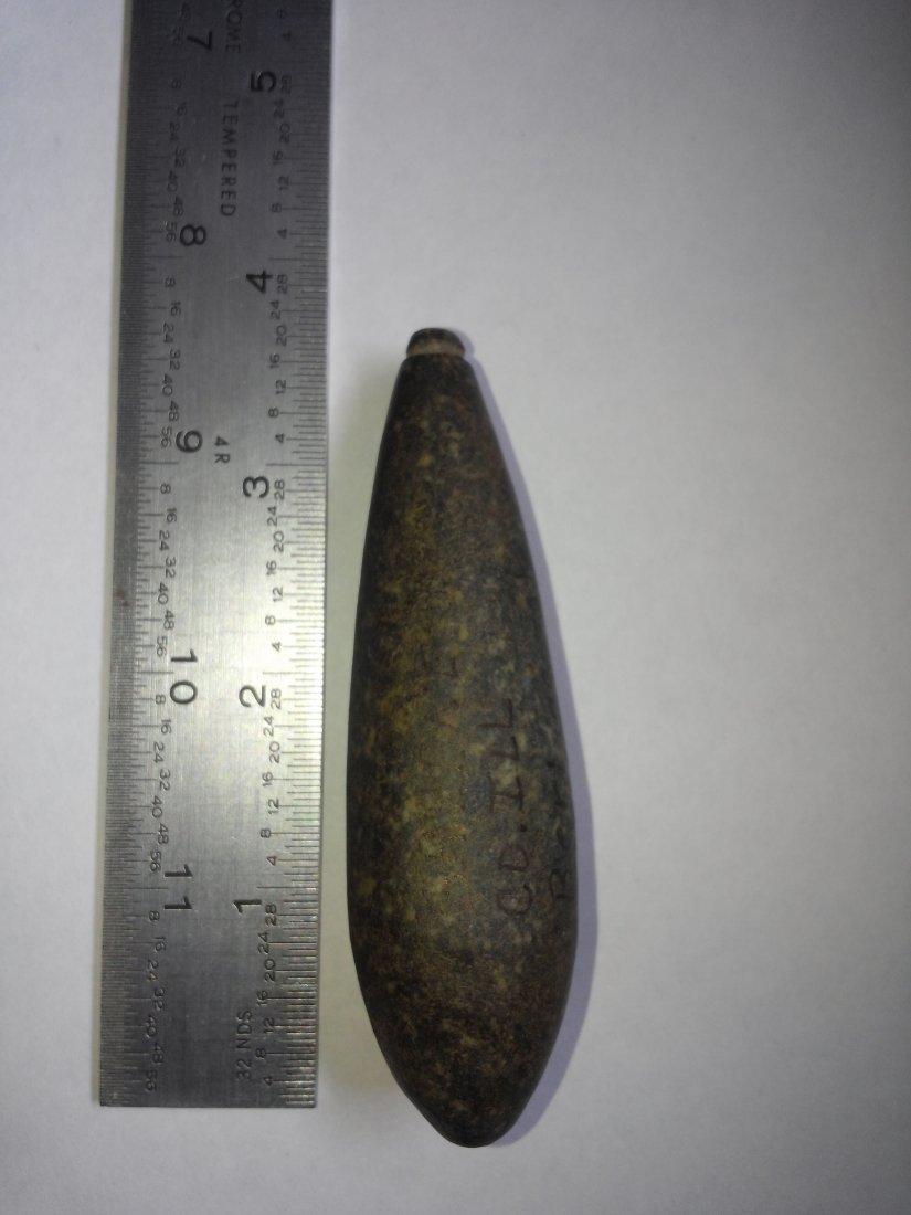 PLUMMET: 3&1/2 INCHES LONG FROM GREENE COUNTY ILLINOIS FROM BERLINE SITE 1963