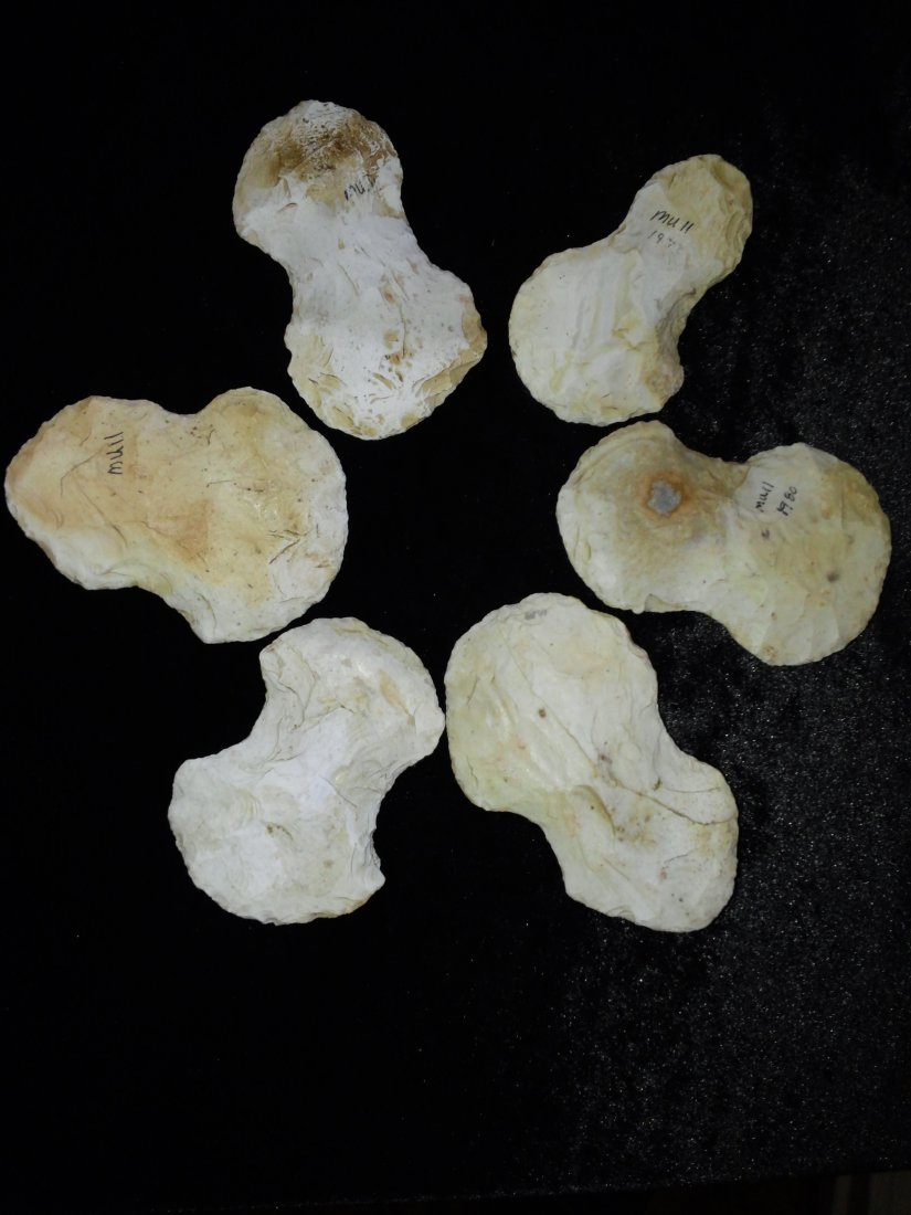 6 CHIPPED AXES: 3&1/2 TO 4 INCHES LONG FROM MISSOURI IT WOULD MAKE A WONDERFUL ADDITION TO YOUR COLLECTION!!!