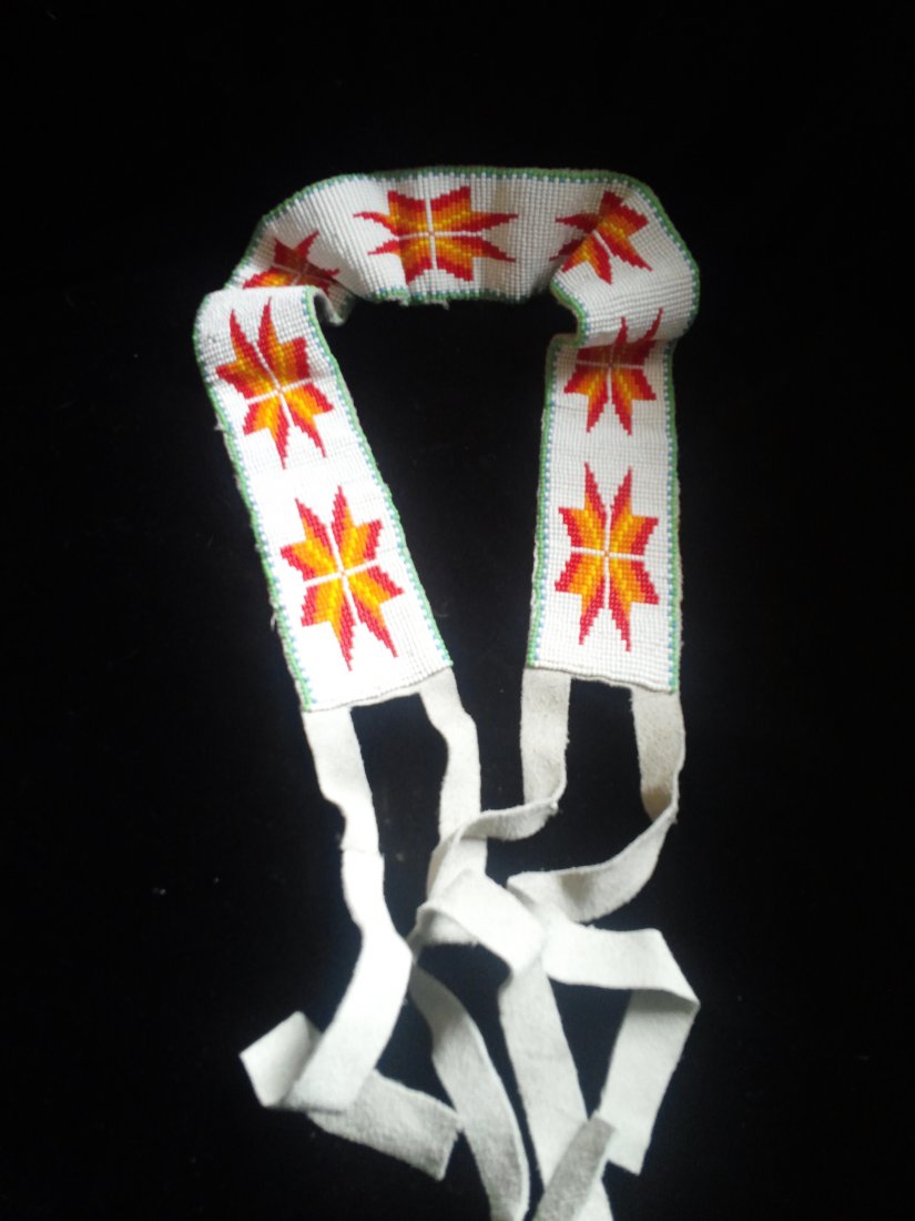 BEADED HEAD BAND   INDIAN ARTIFACT ARROWHEAD (1 of 1)