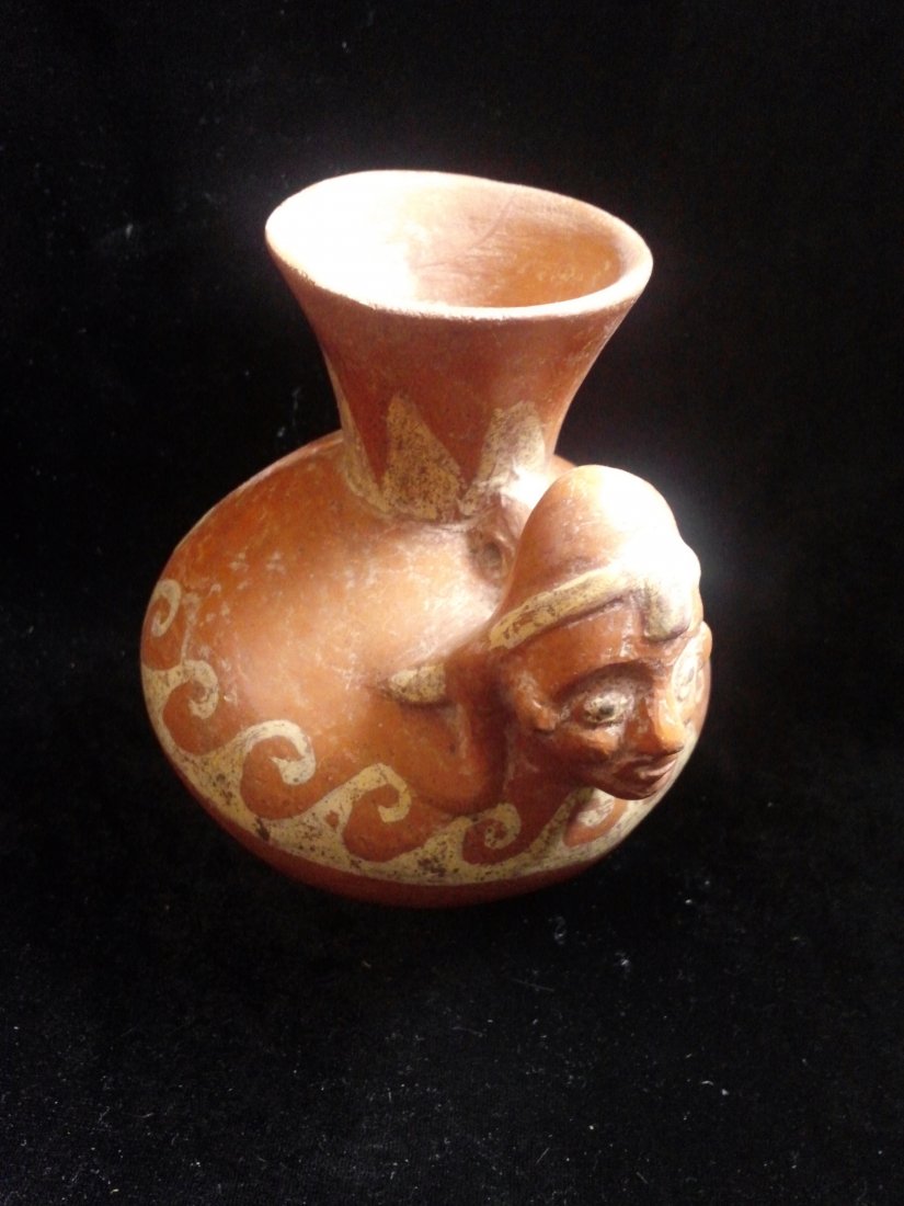 MAYAN HEAD EFFIGY WATERBOTTLE INDIAN ARTIFACT ARROWHEAD (1 of 4)