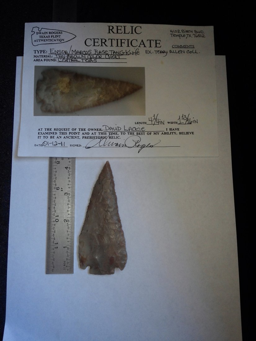 ENSOR / MARCOS BASE TANG KNIFE  WITH DWAIN ROGERS COA (1 of 2)