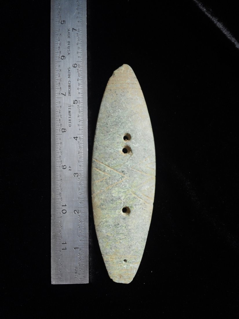 GORGET ARROWHEAD INDIAN ARTIFACT: IT IS 6 INCHES LONG FROM TENNESSEE IT WILL MAKE A GREAT ADDITION TO YOUR COLLECTION!