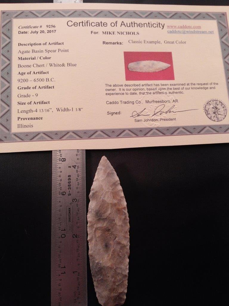 AGATE BASIN SPEAR POINT  WITH SAM JOHNSON COA (1 of 5)