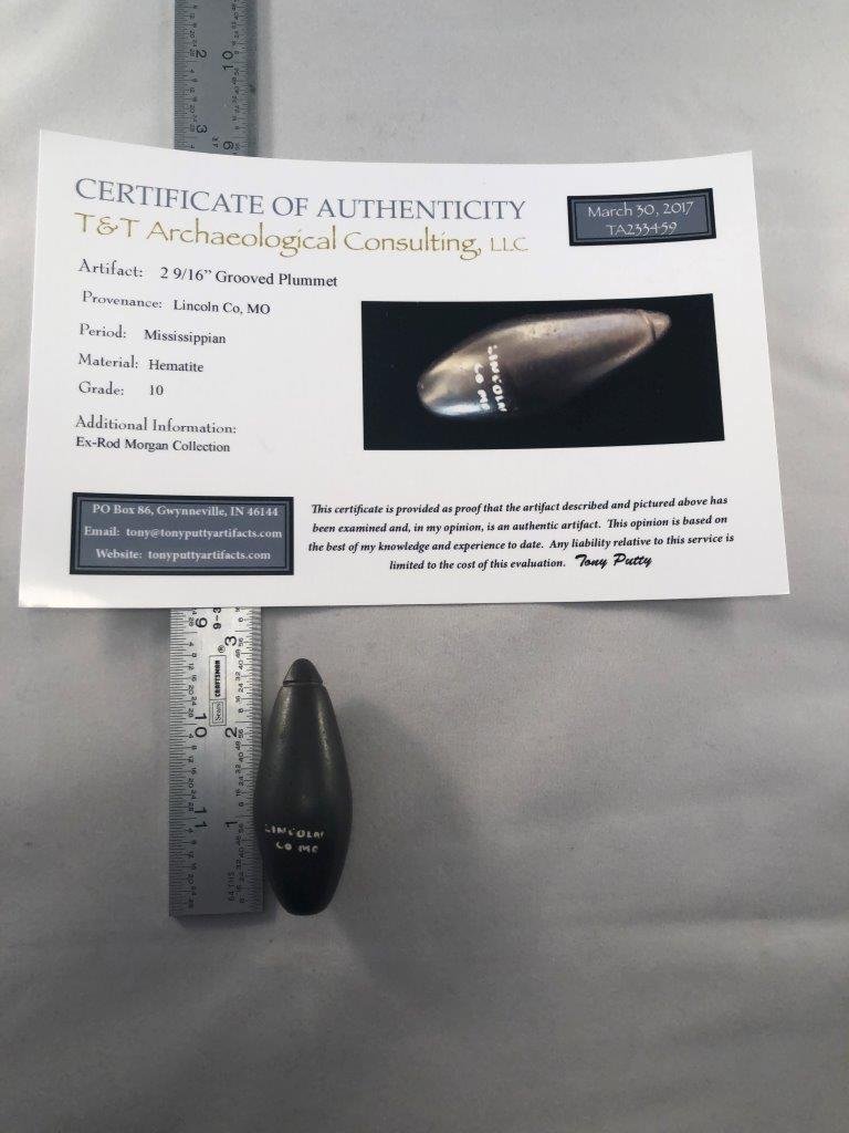 HEMATITE PLUMMET WITH TONY PUTTY COA (1 of 7)