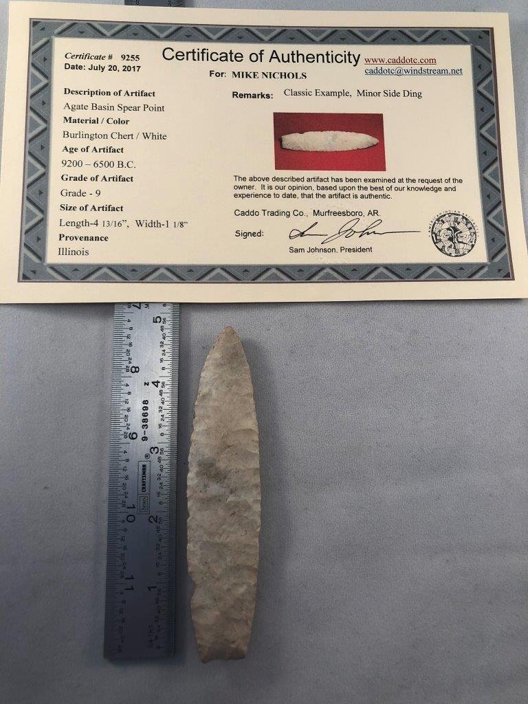 AGATE BASIN SPEAR POINT   WITH SAM JOHNSON  COA (1 of 5)