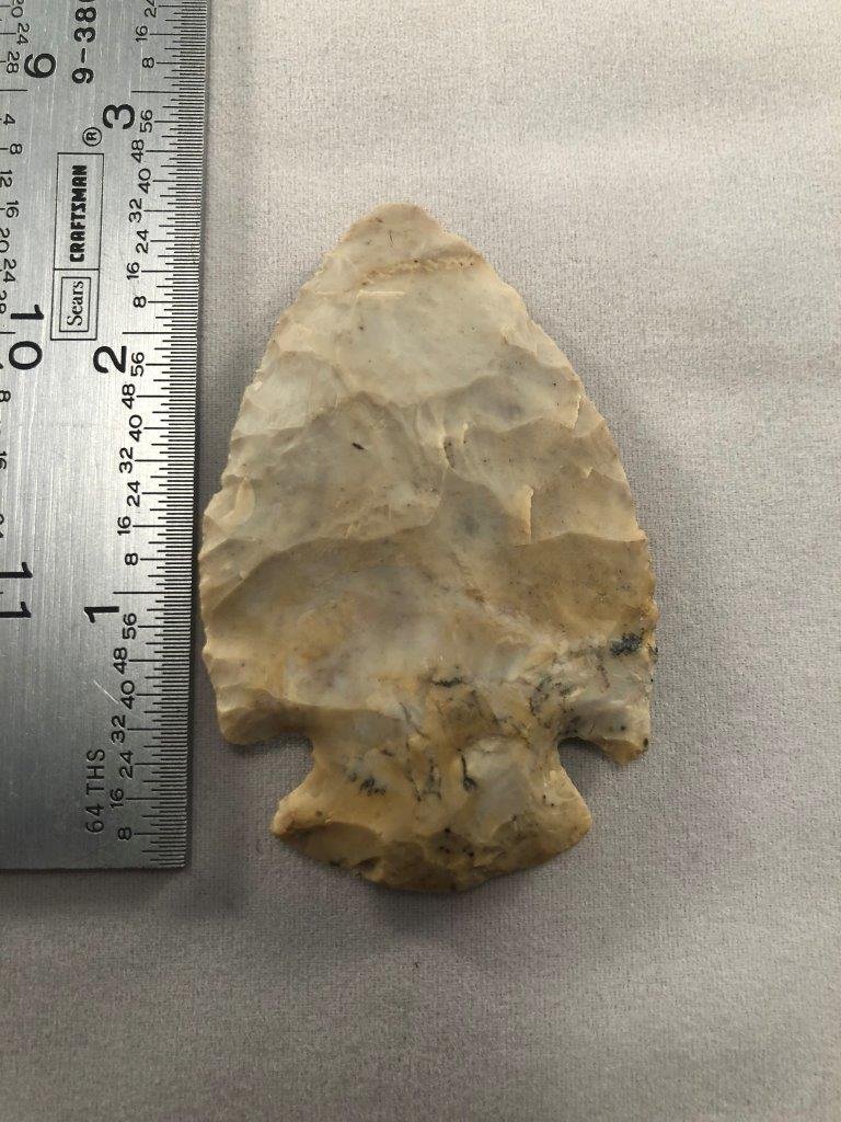 MOTLEY INDIAN ARTIFACT ARROWHEAD: THIS BEAUTIFUL ARTIFACT IS 2&3/4 INCHES LONG. IT IS FROM WAYNE COUNTY OHIO. IT WILL MAKE A GREAT ADDITION TO YOUR COLLECTION.
