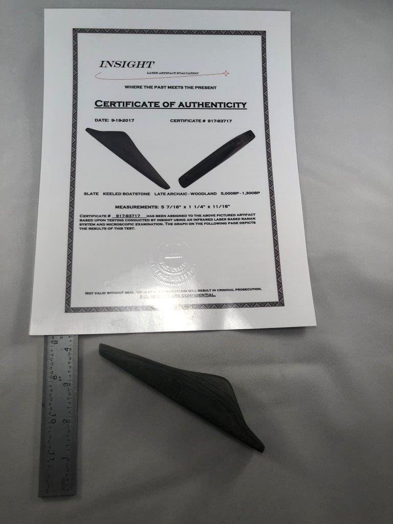 SLATE KEELED BOATSTONE  WITH INSIGHT  COA (1 of 7)