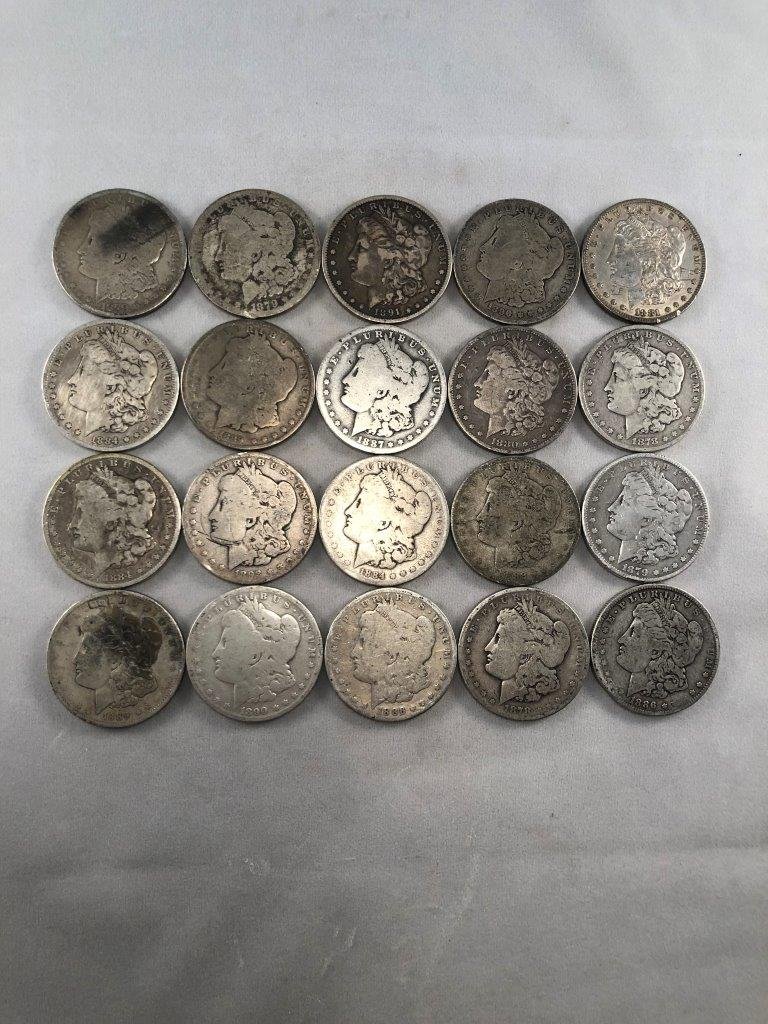 20 MORGAN SILVER DOLLARS             SILVER COINS (1 of 2)