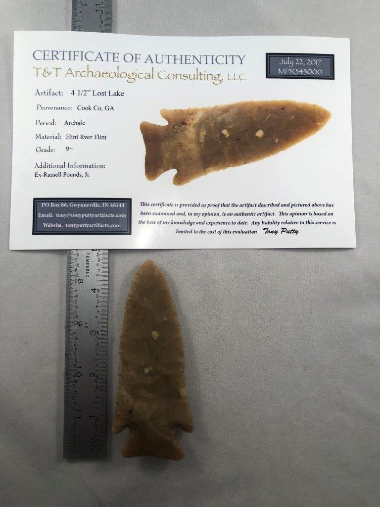 LOST LAKE  INDIAN ARTIFACT ARROWHEAD WITH COA (1 of 6)