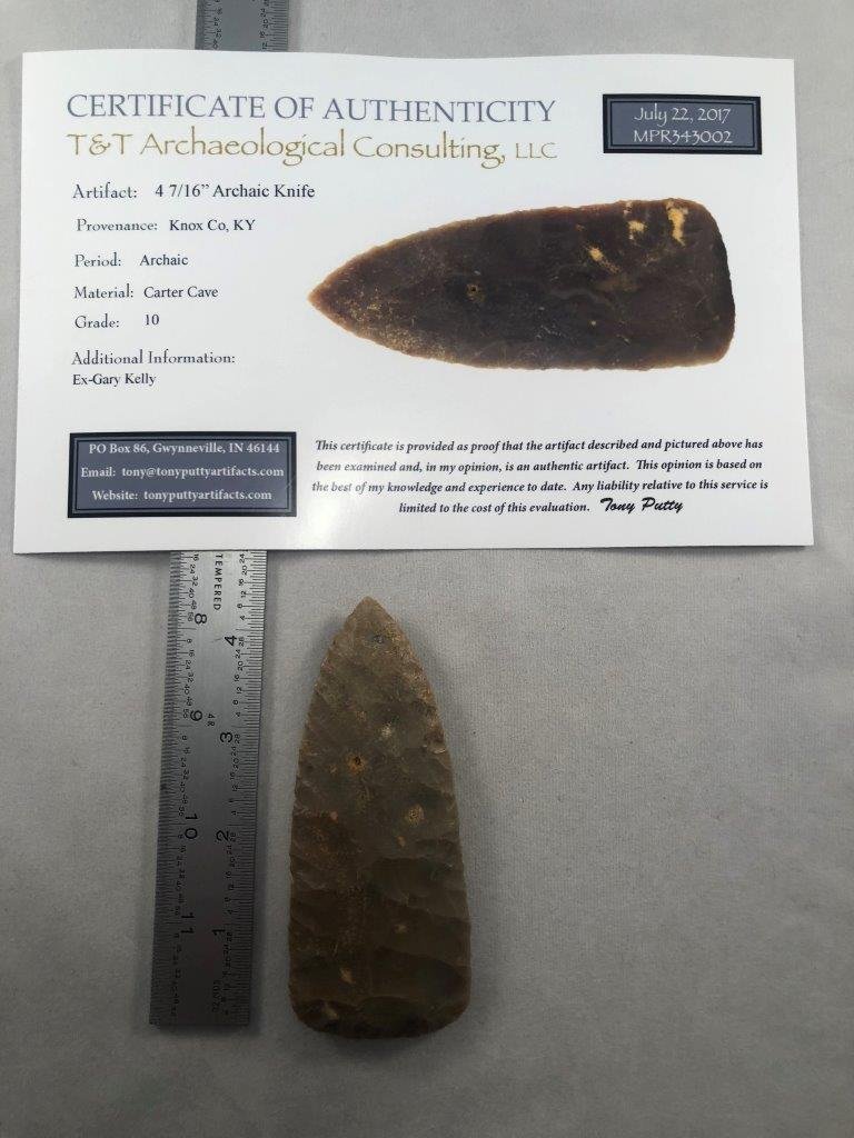 ARCHAIC KNIFE  INDIAN ARTIFACT ARROWHEAD WITH COA (1 of 5)