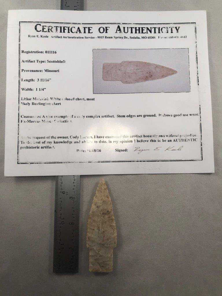 SCOTTSBLUFF   INDIAN ARTIFACT ARROWHEAD WITH COA (1 of 5)
