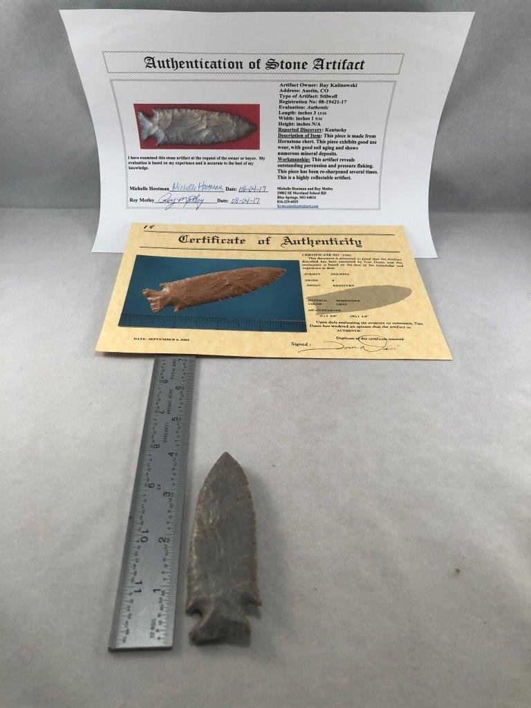 STILWELL    INDIAN ARTIFACT ARROWHEAD WITH 2 COA'S (1 of 6)