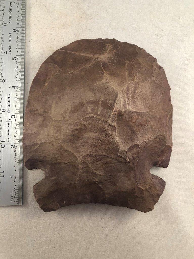 NOTCHED CHIPPED HOE   INDIAN ARTIFACT ARROWHEAD (1 of 3)