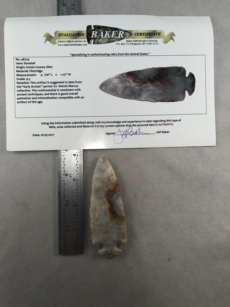 DOVETAIL    INDIAN ARTIFACT ARROWHEAD WITH COA (1 of 6)