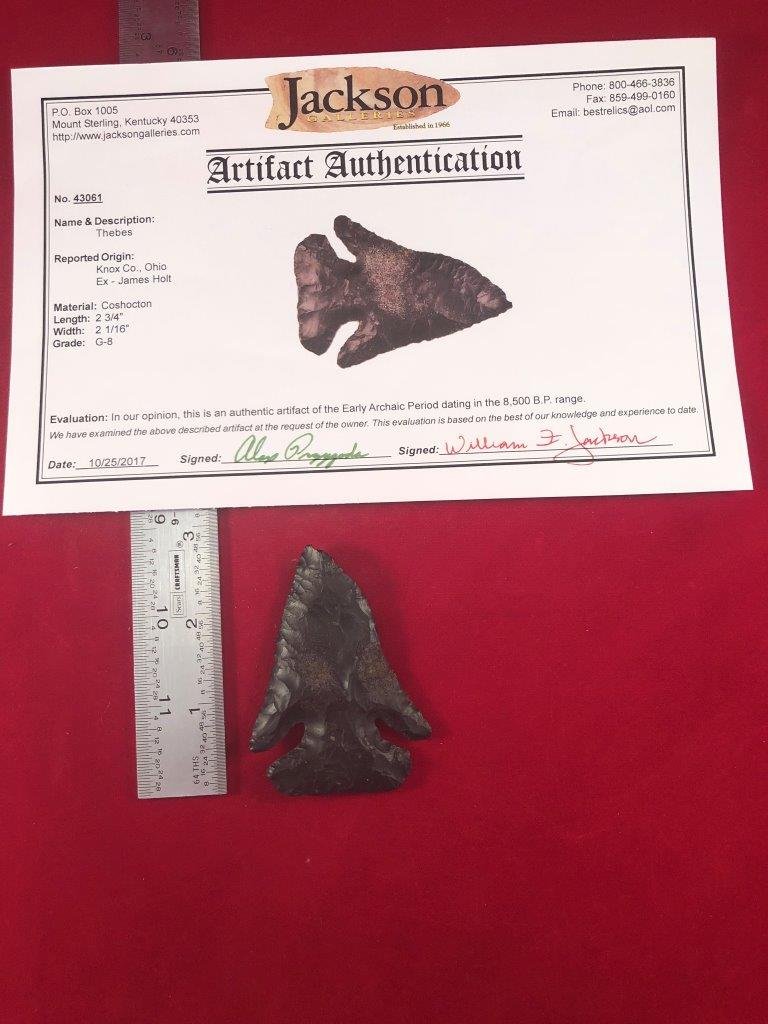 THEBES  INDIAN ARTIFACT ARROWHEAD WITH  COA (1 of 5)
