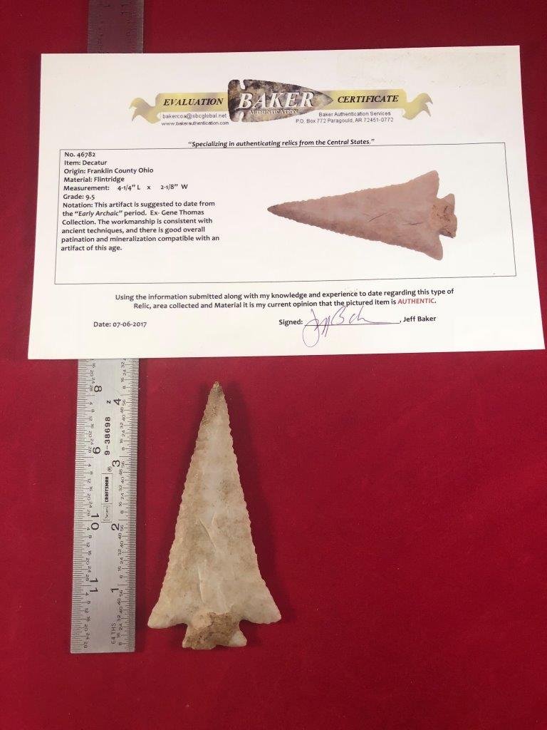 DECATUR    INDIAN  ARTIFACT ARROWHEAD WITH  COA (1 of 5)