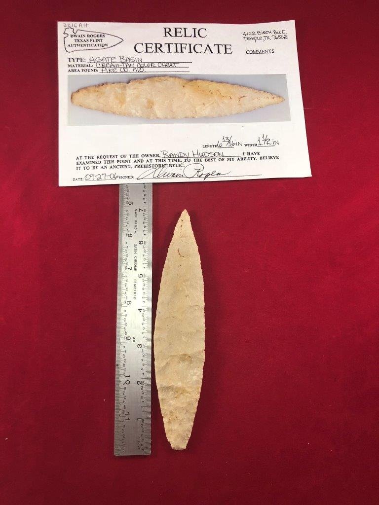 AGATE BASIN    INDIAN ARTIFACT ARROWHEAD WITH COA (1 of 7)