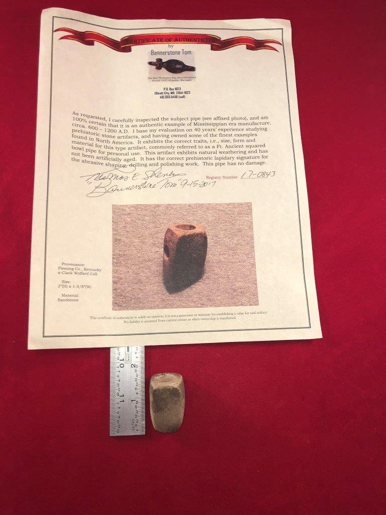 FT. ANCIENT PIPE   INDIAN ARTIFACT ARROWHEAD W/ COA (1 of 6)