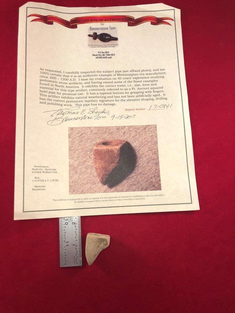FT. ANCIENT PIPE   INDIAN ARTIFACT ARROWHEAD W/ COA (1 of 7)