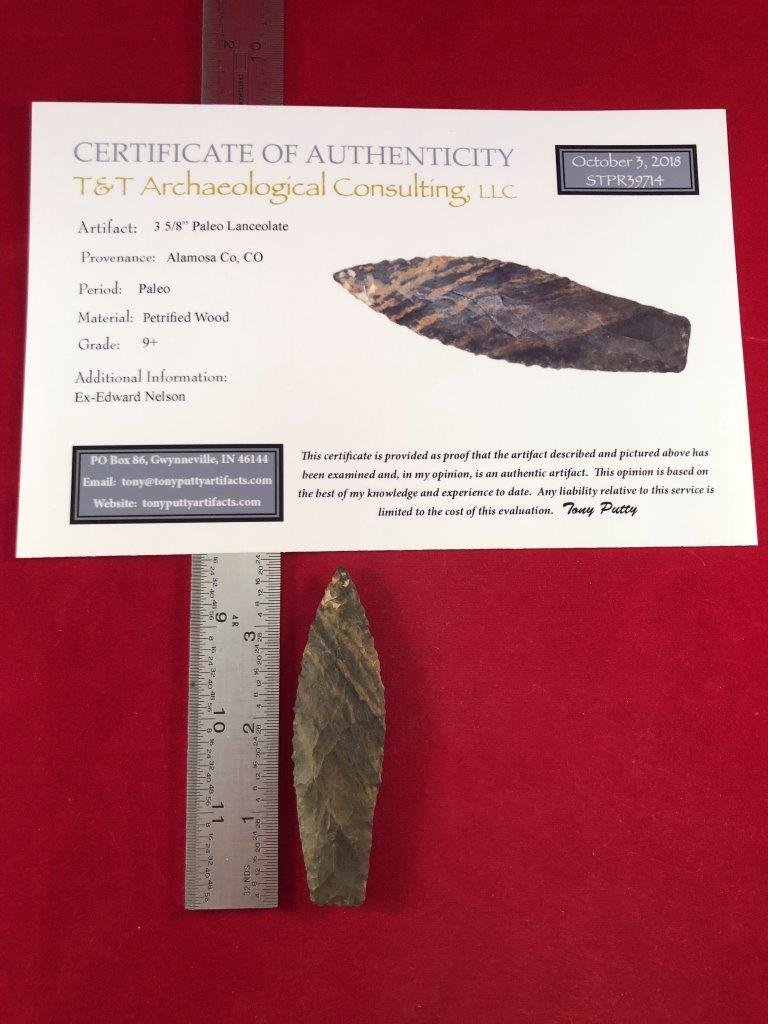 PALEO LANCEOLATE     INDIAN ARTIFACT ARROWHEAD WITH COA (1 of 4)