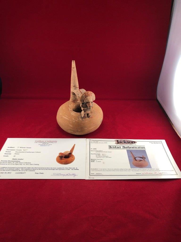 WHISTLE VESSEL INDIAN ARTIFACT ARROWHEAD WITH 2 COA's (1 of 8)