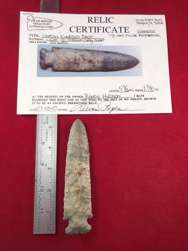 HARDIN  INDIAN ARTIFACT ARROWHEAD WITH COA (1 of 5)