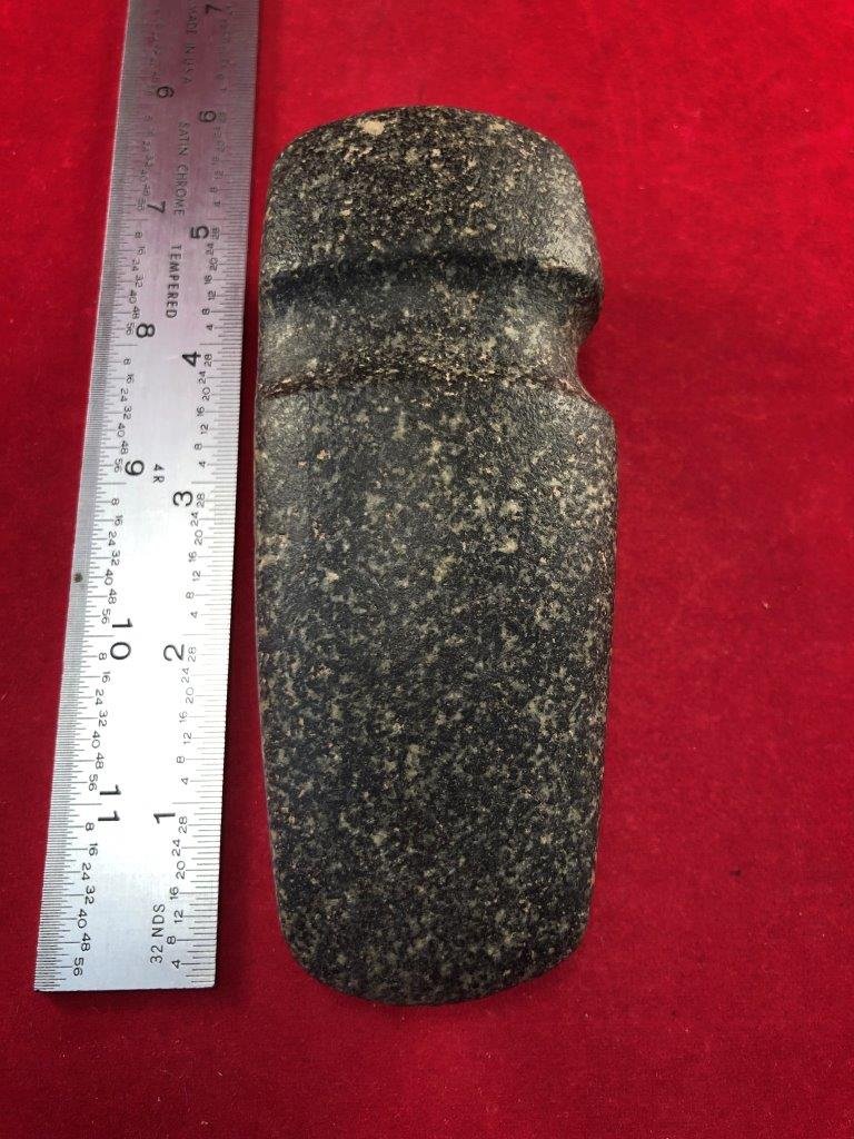 GROOVED AXE INDIAN ARTIFACT ARROWHEAD: THIS BEAUTIFUL NATIVE AMERICAN INDIAN ARTIFACT IS 5 INCHES LONG. IT IS FROM ILLINOIS. IT WILL MAKE A GREAT ADDITION TO YOUR COLLECTION! KEY WORDS: NATIVE AMERICAN INDIAN ARTIFACT ARTIFACTS ARROWHEAD A