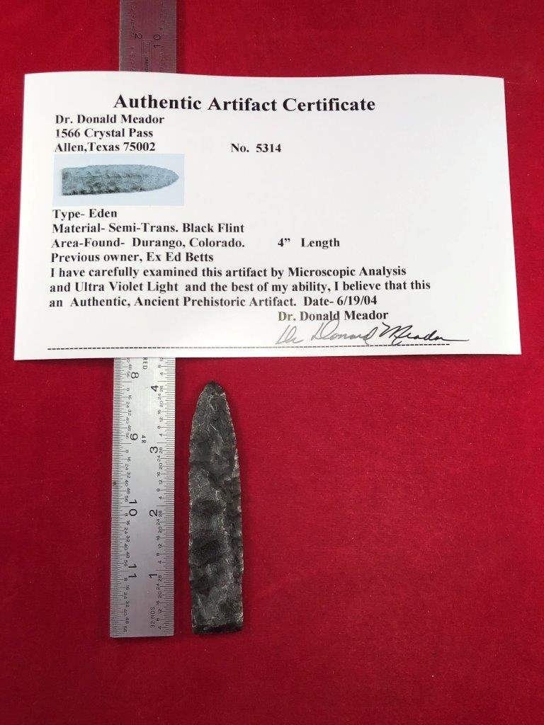 EDEN     INDIAN ARTIFACT ARROWHEAD WITH COA (1 of 5)
