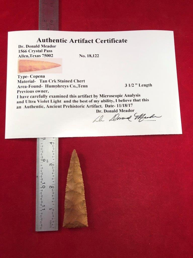 COPENA     INDIAN ARTIFACT ARROWHEAD WITH COA (1 of 5)