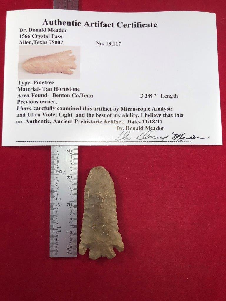 PINETREE    INDIAN ARTIFACT ARROWHEAD WITH COA (1 of 5)