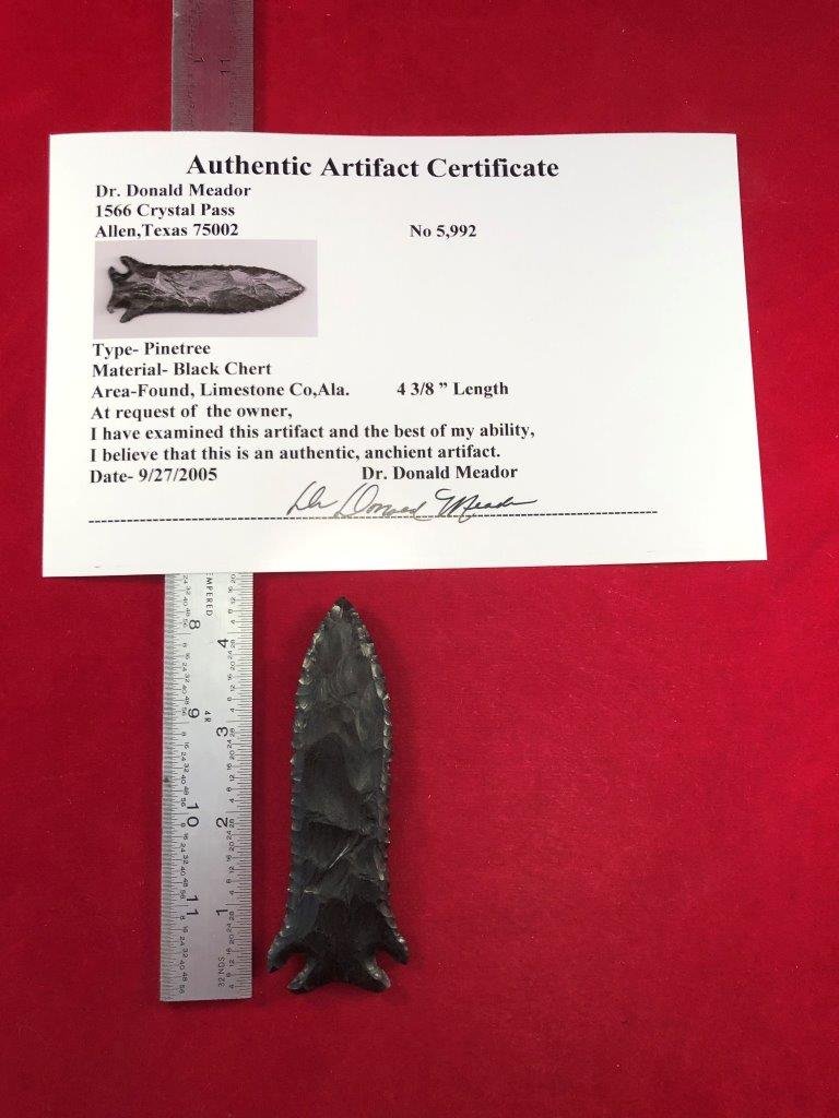 PINETREE    INDIAN ARTIFACT ARROWHEAD WITH COA (1 of 5)