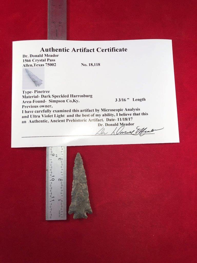 PINETREE    INDIAN ARTIFACT ARROWHEAD WITH COA (1 of 5)