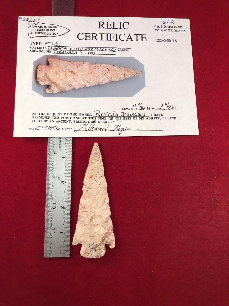 ETLEY  INDIAN ARTIFACT ARROWHEAD WITH COA (1 of 5)