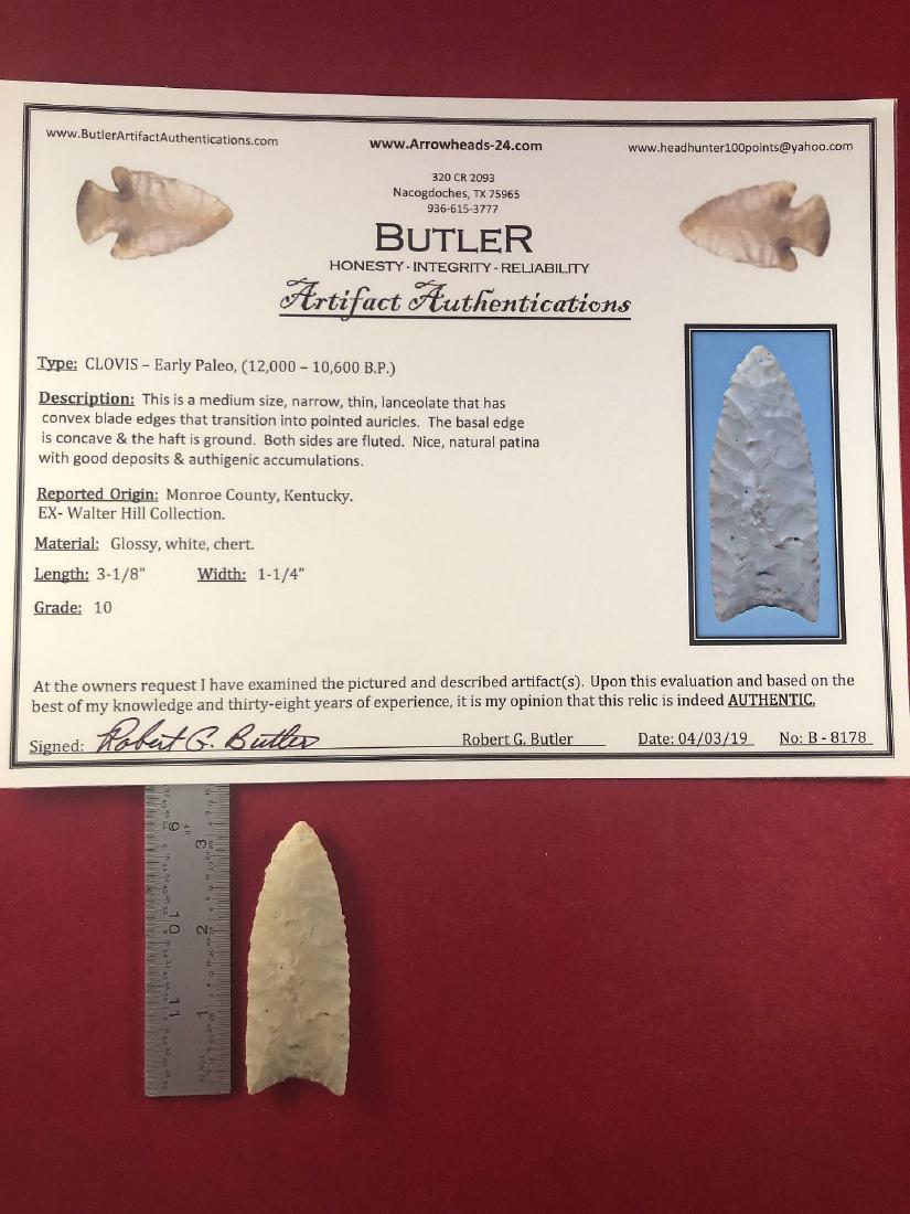 CLOVIS     INDIAN ARTIFACT ARROWHEAD WITH COA (1 of 5)