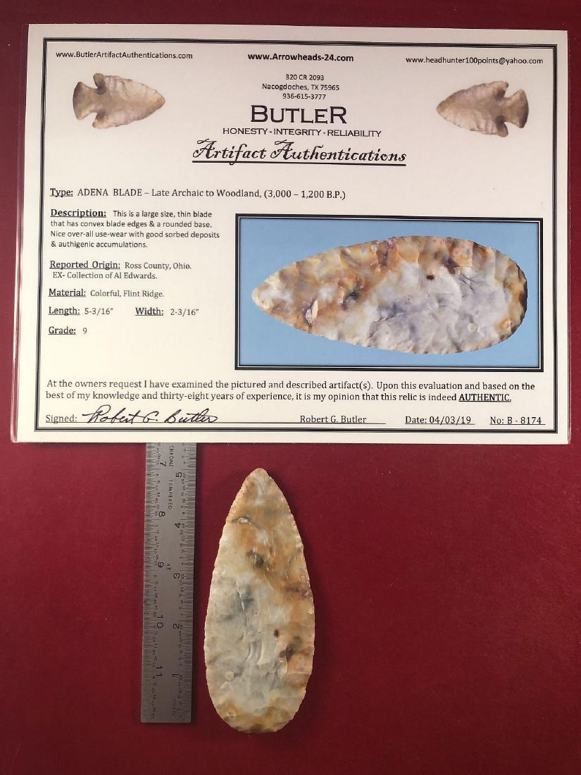 ADENA BLADE  INDIAN ARTIFACT ARROWHEAD WITH COA (1 of 5)