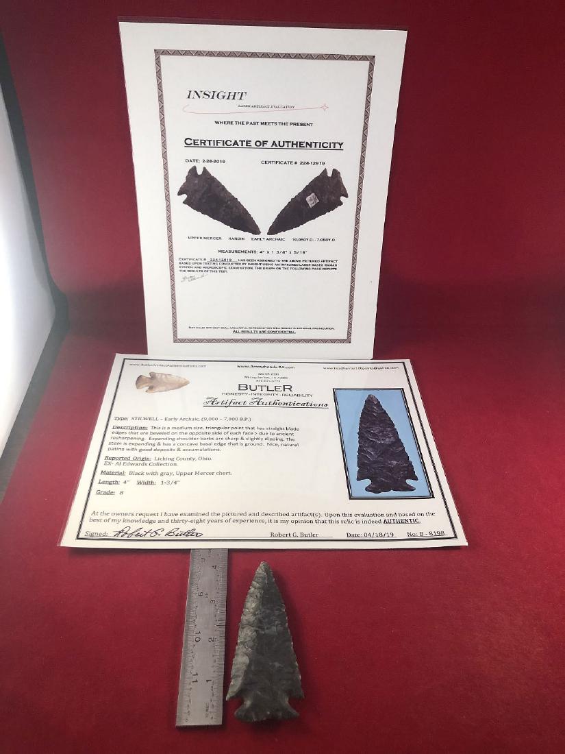 STILLWELL  INDIAN ARTIFACT ARROWHEAD WITH 2 COA's (1 of 7)