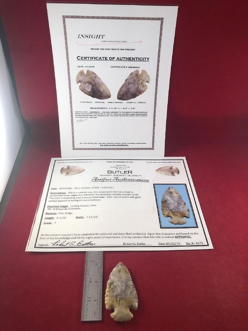 DOVETAIL  INDIAN ARTIFACT ARROWHEAD WITH 2 COA's (1 of 7)