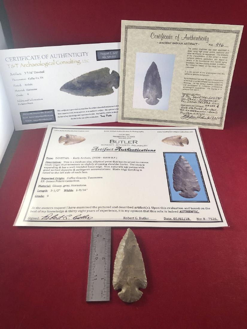 DOVETAIL  INDIAN ARTIFACT ARROWHEAD WITH 3 COA's (1 of 7)
