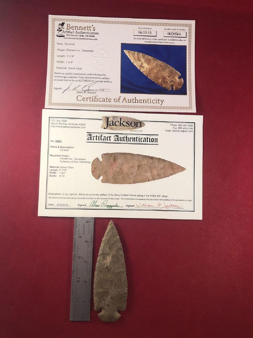 DOVETAIL  INDIAN ARTIFACT ARROWHEAD WITH 2 COA's (1 of 6)