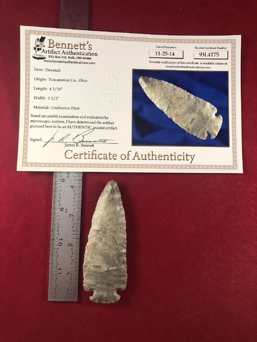 DOVETAIL  INDIAN ARTIFACT ARROWHEAD WITH COA (1 of 5)