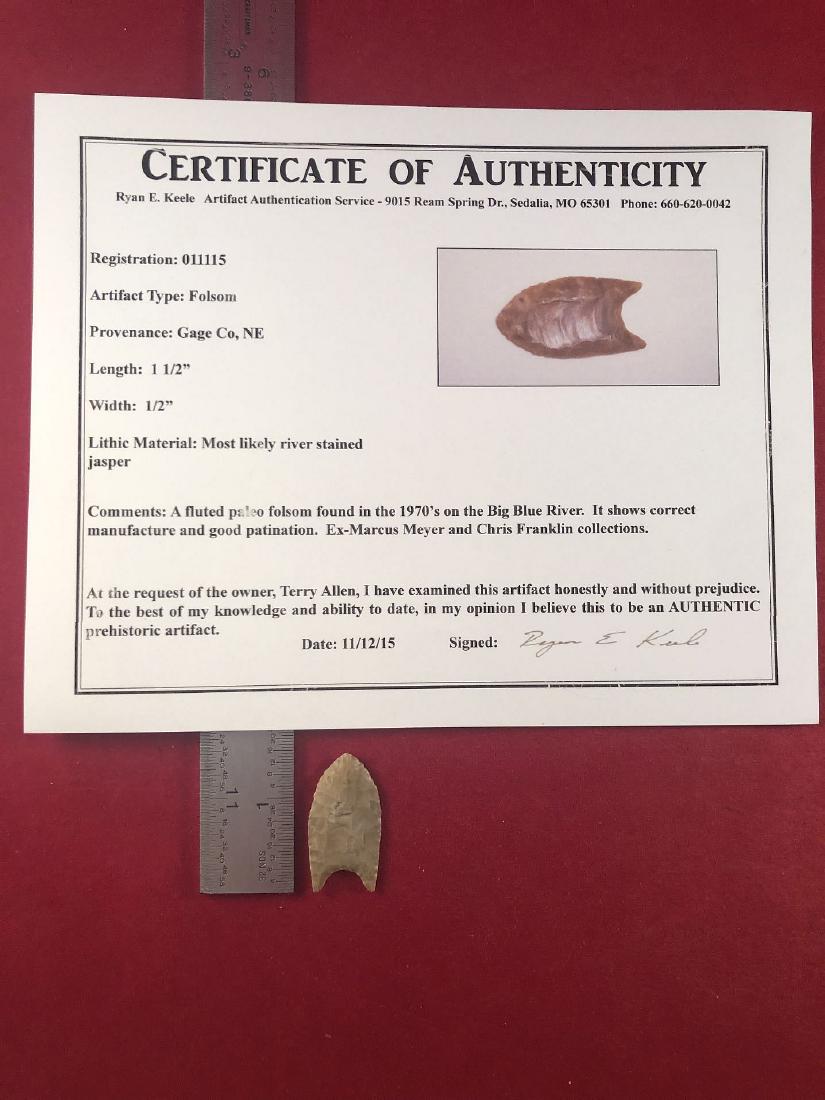 FOLSOM  INDIAN ARTIFACT ARROWHEAD WITH COA (1 of 5)