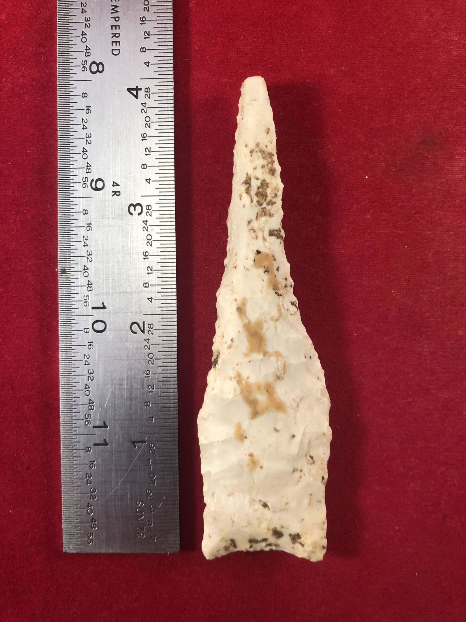 DALTON DRILL INDIAN ARTIFACT ARROWHEAD: THIS BEAUTIFUL NATIVE AMERICAN INDIAN ARTIFACT IS 4 INCHES LONG. IT IS FROM ARKANSAS. THIS IMPRESSIVE ARROWHEAD IS OUT OF THE EX- CHRIS PERRY COLLECTION. IT WILL MAKE A GREAT ADDITION TO YOUR COLLECTI