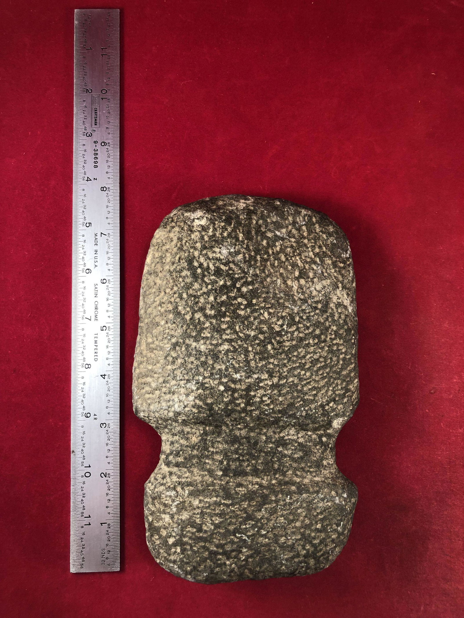 GROOVED AXE INDIAN ARTIFACT ARROWHEAD: THIS BEAUTIFUL NATIVE AMERICAN INDIAN ARTIFACT IS 7&3/4 INCHES LONG. IT IS FROM ILLINOIS. IT WILL MAKE A GREAT ADDITION TO YOUR COLLECTION! KEY WORDS: NATIVE AMERICAN INDIAN ARTIFACT ARTIFACTS ARROWHE