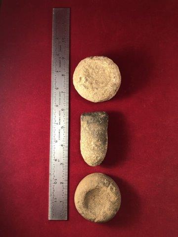 2 DISCOIDALS & 1 CELT INDIAN POTTERY ARTIFACT: THIS BEAUTIFUL NATIVE AMERICAN INDIAN ARTIFACT IS 2&5/8 TO 3 INCHES LONG. IT IS FROM ILLINOIS. IT WILL MAKE A GREAT ADDITION TO YOUR COLLECTION! KEY WORDS: NATIVE AMERICAN INDIAN ARTIFACT ARTIFACTS AR