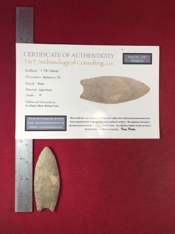 CLOVIS     INDIAN POTTERY ARTIFACT ARROWHEAD WITH COA (1 of 4)