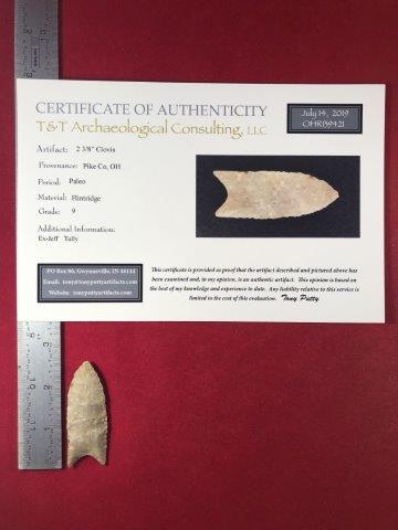 CLOVIS     INDIAN POTTERY ARTIFACT ARROWHEAD WITH COA (1 of 5)