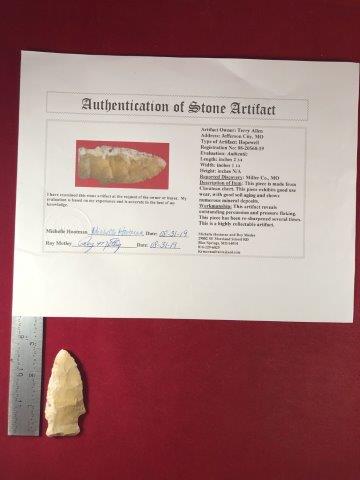 HOPEWELL     INDIAN POTTERY ARTIFACT ARROWHEAD WITH COA (1 of 5)