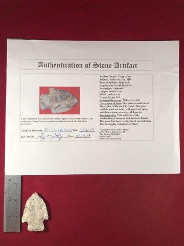 HOPEWELL     INDIAN POTTERY ARTIFACT ARROWHEAD WITH COA (1 of 5)