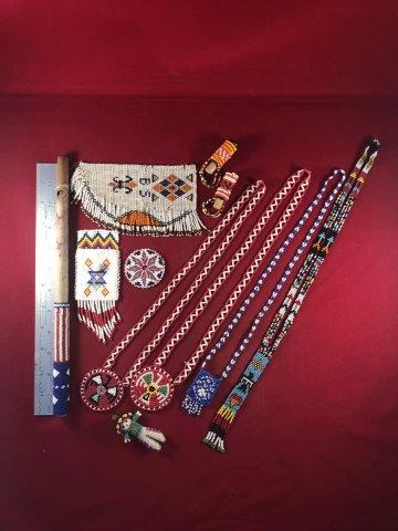 11 PIECES BEADED ITEMS     INDIAN ARTIFACT POTTERY (1 of 7)