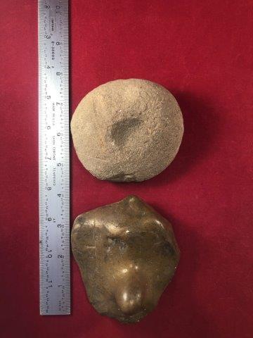 2 PC NUTTING STONE     INDIAN ARTIFACT POTTERY (1 of 6)
